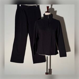 COLUMBIA Women’s Black Cotton Fleece Half-Zip Top and Pants Set